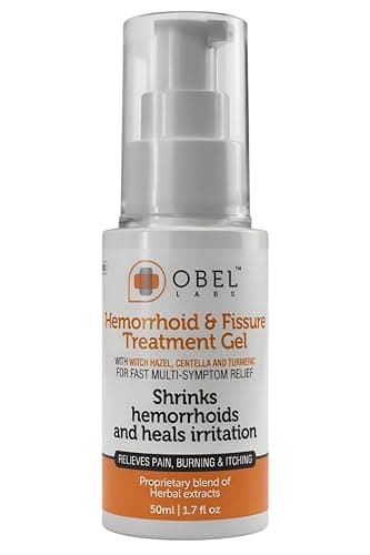 obel Hemorrhoid & Fissure Treatment Gel 50ml | Natural Witch Hazel | Fast Relief from Pain, Itching & Burning | Shrinks Piles | Safe for Internal & External Use | 50mL Cooling Soothing Formula