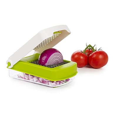 PrepWorks Compact Veggie Chopper – Space-Saving Manual Vegetable Cutter, Easy-to-Use, Stainless Steel Blades, BPA-Free