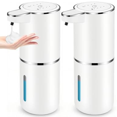 2 Pack Automatic Soap Dispensers,12.8oz/380ml USB Touchless Automatic Foaming Soap Dispenser,Rechargeabled Wall Mounted Smart Soap Dispenser for Bathroom Kitchen Dish Soap