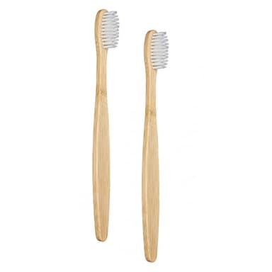 SEVENHEAD 2 PCS Bamboo Toothbrushes for Adults - Soft Bristles, Natural Biodegradable, BPA Free, Eco-Friendly, White