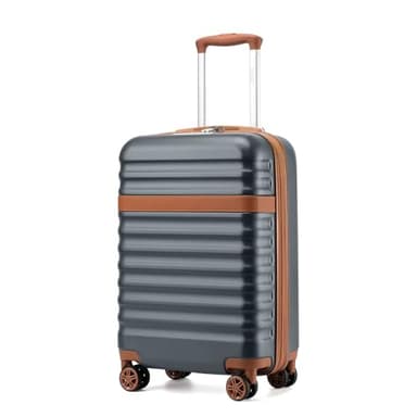 Kono Airline Approved Carry On Luggage 22x14x9 inches, with TSA Lock, 20 Inch Expandable Lightweight Hardshell Suitcase (Grey brown, Suitable for 1-3 Days of Travel)