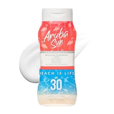 Aruba Sun SPF 30 Sunscreen Lotion 8oz - Reef Act Compliant no 67 Octinoxate & Oxybenzone Free - Sun Screen Broad Spectrum UVA/UVB - Sunscreen Waterproof and Non-Greasy