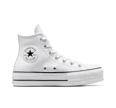 Converse Women's Chuck Taylor All Star Lift Platform Leather High Top, White/Black/White, 9