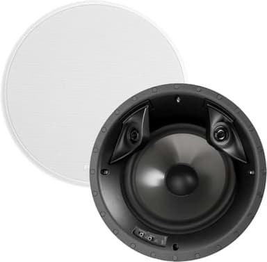 Polk Audio 80F/X-RT in-Ceiling 2-Way Round Surround Sound Speakers - 8" Woofer, Dual 3/4" Tweeters | 100 Watts | Paintable Sheer Grille | White, Pair