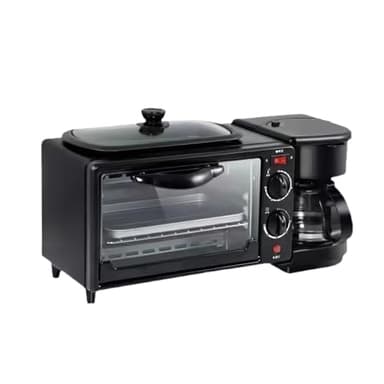 3-in-1 multifunctional home breakfast machine, mini oven, coffee maker (Black)