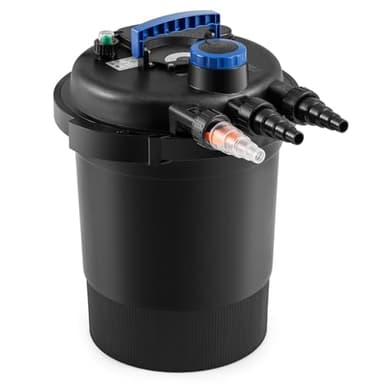 HAPPYGRILL Pond Filter, 2642 GPH Pond Pump Filter w/13W UV-C Light, Bio Balls & 4 Adapters, Bio Pressure Pond Filter System for 1321 Gal Koi Fish Ponds or 2642 Gal Ornamental Ponds