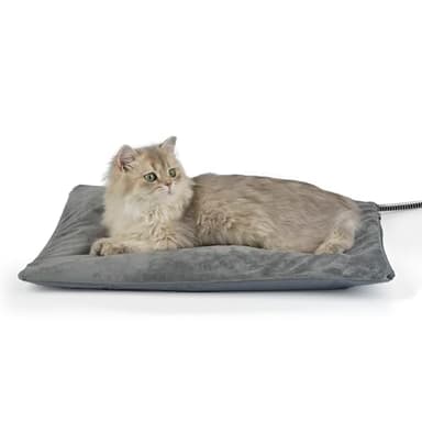 Petace Outdoor Heated Cat Bed, Soft Pet Heating Pad with Steel-Wrapped Cord, Outside Pet Warmer for Feral Cats and Dogs, 19.7" x 15.7", 40 Watts