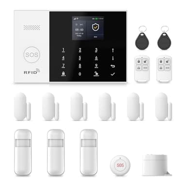 Home Alarm System Wireless,16Pcs WiFi+4G with Phone App & Remote Control Alarm System,Door/Window Sensors,Motion Detectors,for Smart Life or Tuya APP,Compatible with Alexa NO Monthly Fees