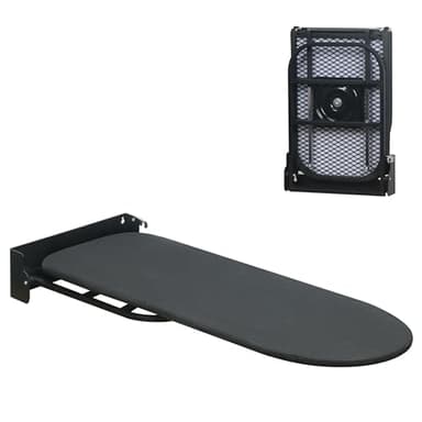 Wall Mounted Ironing Board,Space-Saving Compact Wall Mount Fold Down Iron Board for Laundry Room, 36" x 12", Black