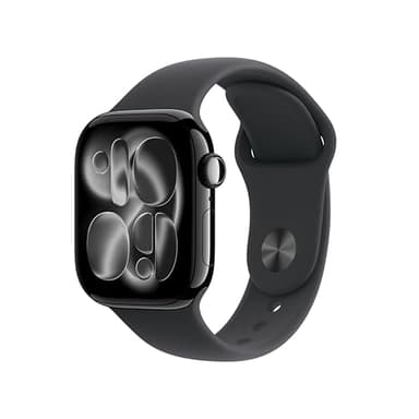 Apple Watch Series 11 [GPS + Cellular 42mm] Smartwatch with Jet Black Aluminum Case with Black Sport Band - S/M. Sleep Score, Fitness Tracker, Health Monitoring, Always-On Display, Water Resistant