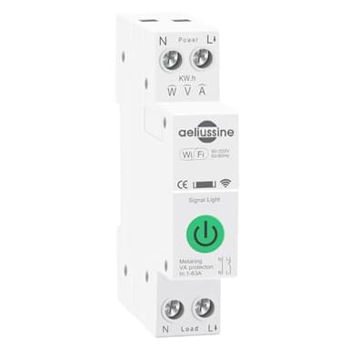 WiFi Smart Switch, 1-63A Adjustable WiFi Circuit Breaker, Smart Life/Tuya APP Remote Control Monitor Voltage Power Energy Usage, Compatible with Alexa Google Home, DIN Rail Mountable