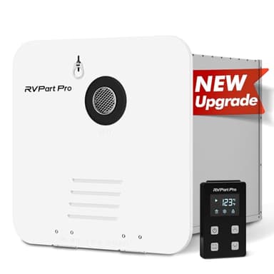 RVPart Pro RV Tankless Water Heater, Propane-Powered, with 15"×15" White Door and Remote Control, 12V DC, Compatible with All RVs, GT60