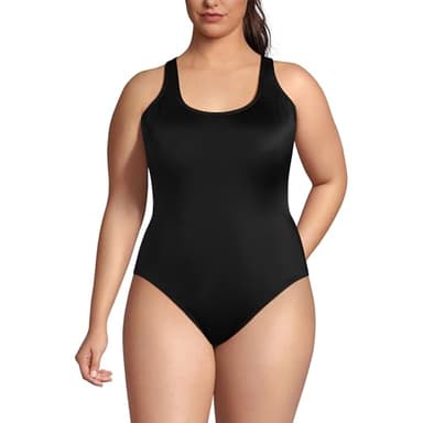 Lands' End Women's Tugless X-Back One Piece Swimsuit 14 Black