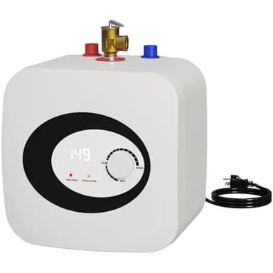 2.5 Gallon Mini Tank Electric Water Heater, 1500W 110V/120V, Under Sink Water Heater with Digital Display & Pressure Relief Valve, Hot water heate r for Kitchen Bathroom RV Camper