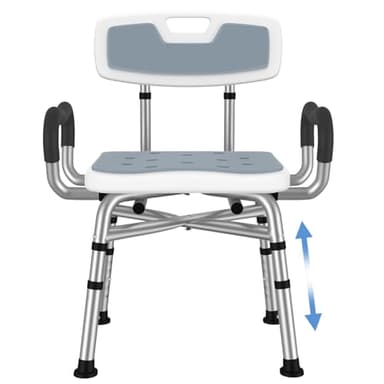 BRITULIF Adjustable Shower Chair with Arms & Back, Stable Heavy Duty 550lbs Safety Bathtub Seat with Non-Slip Feet, Rust-Resistant Aluminum Frame & Tool-Free Assembly for Elderly & Disabled
