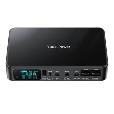 Yuuki Power Mini UPS for WiFi Router, DC UPS 12V/2A Battery Backup 9V/2A USB 5V/3.6A 10400mAh(38Wh)