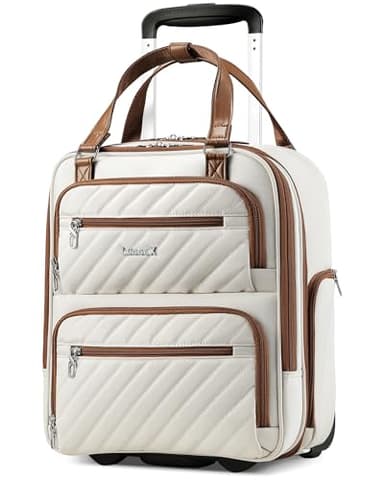 LUGGEX Underseat Carry On Luggage with Wheels, UDK Stylish Lightweight Under Seat Luggage, Soft Sided Personal Item Suitcase for Short Trip (UX-Core, Cream White, 16 Inch)