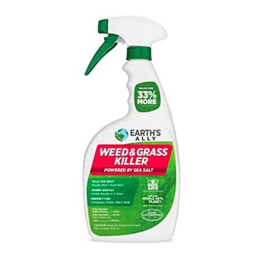 Earth's Ally Grass and Weed Killer Spray - Natural OMRI Listed Glyphosate-Free Herbicide Weed Killers for Patios, Driveways and Sidewalks - Ready-to-Use Formula - Bee, Pet & Kid Safe - 32 Fl Oz