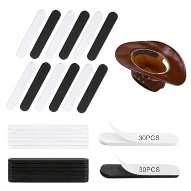 NCANBUS 60 Pcs Hat Size Reducer,Hat Sizing Tape,Self Adhesive Foam Tape That Can Be Used for Adjusting Cowboy hat, Fisherman's Hats, Wide-Brim Hat(30black+30white, 4.33x0.78in)