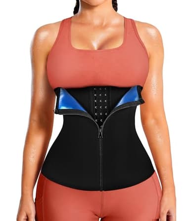 LEINIDINA Womens Waist Trainer Corset with Zipper Sweat Waist Trimmer for Women Workout Belt Corset Shapewear Black