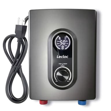 LECLOC Mini Tankless Under Sink Instant Hot Water Heater Electric 3kW 120V Plug In, Large LED Digital Display with Big Control Knob, IPX4, Multi-Protection, 30-55℃ Thermostatic On Demand Water Heater