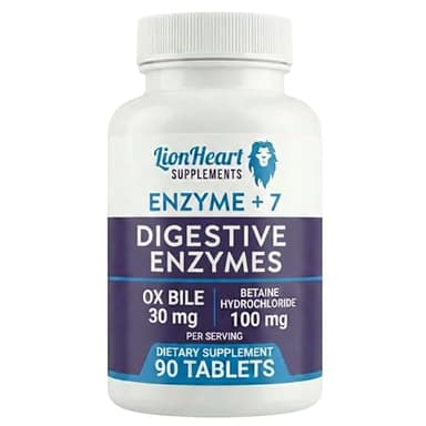 Digestive Enzymes Supplement with Ox Bile Salts 30mg - Betaine HCl 100mg - Supports Digestion, Gas & Bloating - Gallbladder Support (No Gallbladder) - Doctor Formulated - For Men & Women - 90 Tablet