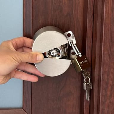 Dementia Door Locks, No Drill Lock for Bedroom Door, Door Lockout Device，Prevent The Door Handle From Turning And Entering The Keyhole, And Prevent The Operation Handle (with lock)Stainless Steel