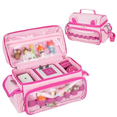 Jaffzora Carrying Case Compatible with Toniebox 2 & 1 Starter Set,Cute Storage Bag for Tonies Figures Characters,Tonies Headphones & Accessories, Pink(Bag Only)