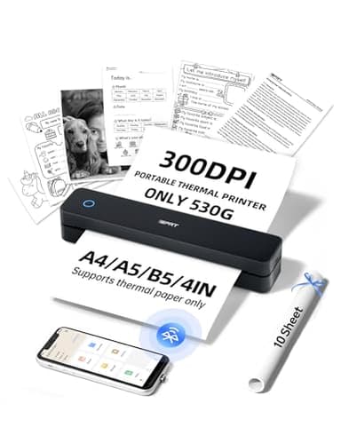 iDPRT MT610 Pro Portable Thermal Printer, 300DPI HD Mobile-Travel-Printers, Inkless-Wireless-Small-Printer for Home Use, Office, Vehicles, Bluetooth Printers Supports 8.5" x 11" US Letter&A4&A5, Black