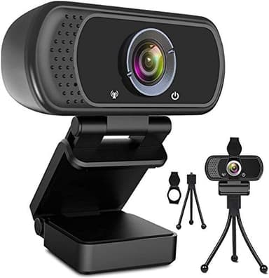 ToLuLu 1080P Webcam with Microphone, HD Webcam Web Camera with Tripod Stand, Widescreen USB Computer Camera, Streaming Mic Web cam for Online Calling/Conferencing,Facetime/YouTube Desktop Laptop PC
