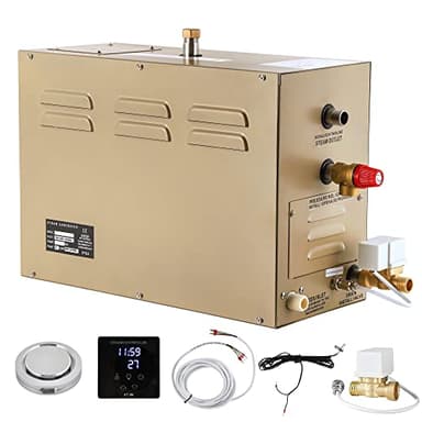 CGOLDENWALL 6KW Commercial Self-Draining Steam Generator Shower System Home Steam Bath Spa Generator 30 min to 12 Hours with Auto Drain 95-131℉ for Suitable Space Heating 6 m³/212 Cubic feet (6KW)