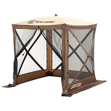 CLAM Pop Up Screen Tent, Outdoor Camping Gazebo Canopy, Traveler, 6' x 6', Brown