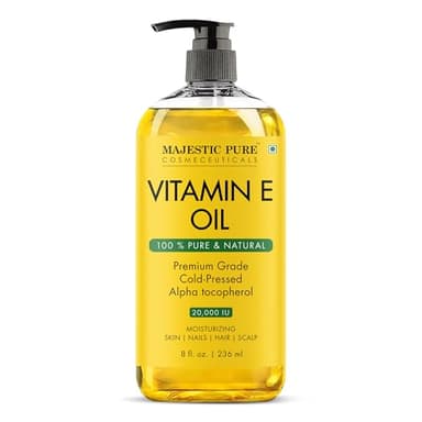 Majestic Pure Oil - 100% Pure and Natural- Cold Pressed & Hexane Free Natural Hair Growth Oil for Eyelashes, Eyebrows, Skin, Body, Face, Nails & Scalp - Vitamin E Oil 8 Fl Oz