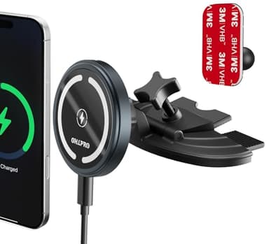 OHLPRO for 15W MagSafe Car Mount Charger for iPhone 17, Fast Wireless Charging, Magnetic CD Slot Holder with 3M Adhesive Base for Dashboard, Aluminum Shell, Compatible with iPhone 16 15 14 13 Series