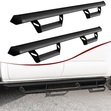Turmaul Aluminum Running Boards for 2005-2023 Toyota Tacoma 2nd/3rd Gen | Double Cab Crew Cab 4-Door | 600 Lbs Capacity Hoop Style Side Steps for Off-Road Camping Family Trips