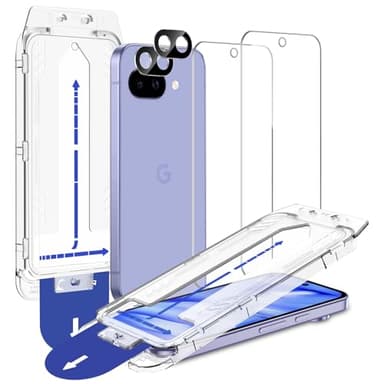 SPARIN Screen Protector for Google Pixel 9A 6.3 Inches, [2+2 Pack] Pixel 9A Tempered Glass, Easy Installation with Auto Alignment Frame, Bubble-Free/Case Friendly