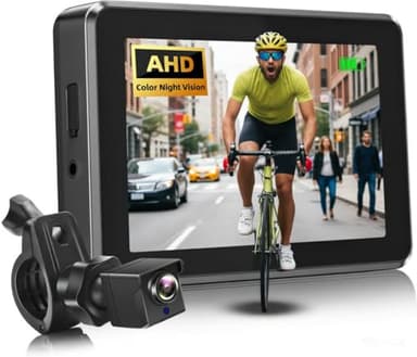 ATOVANKA Bicycle Rear View Camera with 4.3' HD Monitor, Color Night Vision and 110 Wide Angle View, Bike Camera for E-Bike, Mountain and Road Bikes