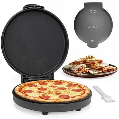 Baker’s Friend Countertop Pizza Maker Electric, 12 Inch Pizza Maker Machine for Home, Quesadilla Maker, Non-stick Cooking Plates,Horno Para Pizza, 1400W, Graphite