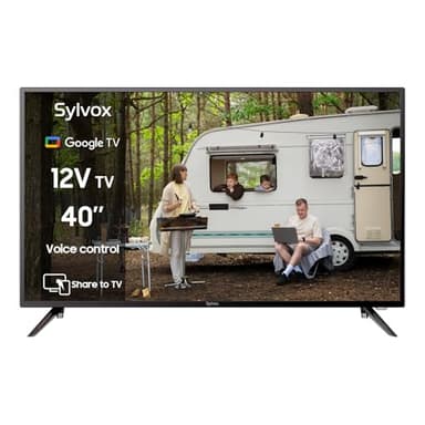 SYLVOX 40" 12V TV for RV, 12-24V DC/110V AC Powered Smart Television, 1080P FHD Google TV with Voice Assistant, WiFi Bluetooth, for Camper Truck Marine & Home