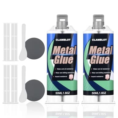 2-Pack Heavy Duty Metal Glue & Steel Epoxy - (1.76oz x 2) Waterproof Liquid Weld, Strongest Adhesive for Multiple Surfaces: Plastic, Ceramic, Pipe Leak Sealer, Cold Welding Repair Kit
