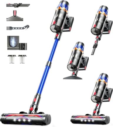 Cordless Vacuum Cleaner,Upgraded 600W 50KPA 70 Mins Vacuum Cleaners for Home,Self-Standing with Stick Vacuum,Touch Screen, Anti-tangle,Rechargeable,Lightweight, Vacuum for Pet Hair Carpets Hard Floors