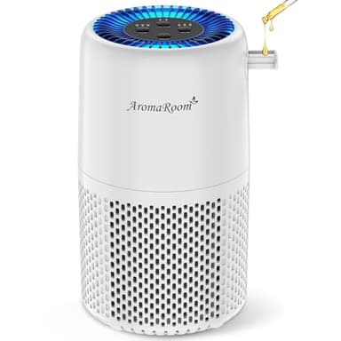 Air Purifier for Home Bedroom, AromaRoom H13 HEPA Air Filter For Smoke Pollen Dander Hair Smell Air Cleaner, 3-in-1 Filter with Sleep Mode, Quiet Air Cleaner For Pets, Home, Baby Room (White)