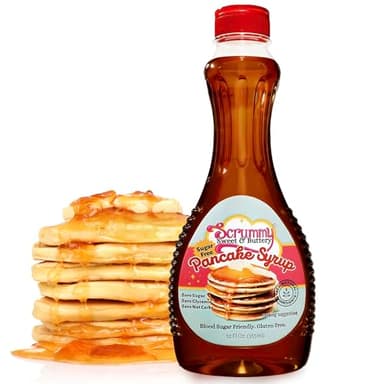 Scrummy Pancake Syrup, Sweet & Buttery Sugar Free Syrup for Pancakes, Waffles & More, Zero Sugar, Zero Net Carbs, Diabetic Friendly, Keto, Vegan, Kosher, Gluten Free, Non-GMO Allulose & Organic Flavors - 12 Fl Oz Bottle (Pack of 1)