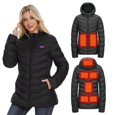 OAOA innovation Womens Heated Jacket with 10000mAh Battery Pack, Dual Control Button Heated Coat(M)