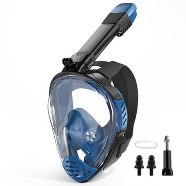 Full Face Snorkel Mask, Snorkeling Gear for Adults, Scuba Mask Diving Dry Top Snorkel Gear with Detachable Camera Mount, 180° Panoramic View Anti-Leak Anti-Fog Travel Package