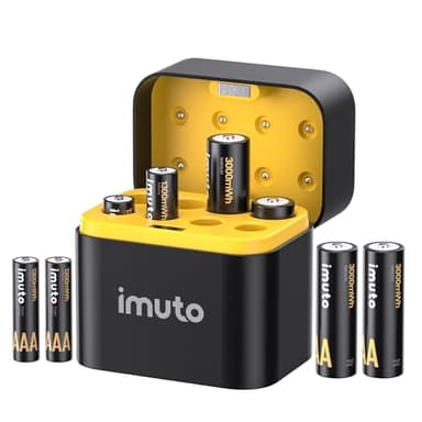 imuto Rechargeable 4 AAA and 4 AA Batteries Lithium with Charger,8 Pack 1.5 V Triple A Double A Batteries Rechargeable, Long Lasting Lithium Battery with Integrated Charging Storage Box