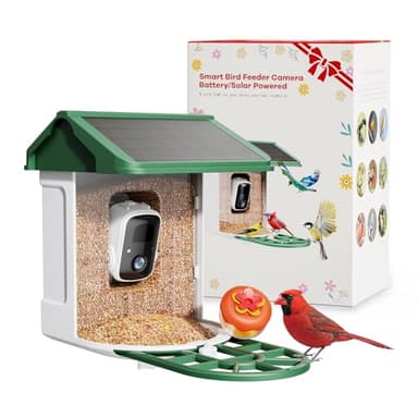 HARYMOR Bird Feeder with Camera Solar Powered-2K Live Feed, Smart AI Identify Birds, 2L Food Capacity, Auto Captured Bird Video, Real-time Arrived Alerts, Mini Hummingbird Feeder for Outdoor Backyard