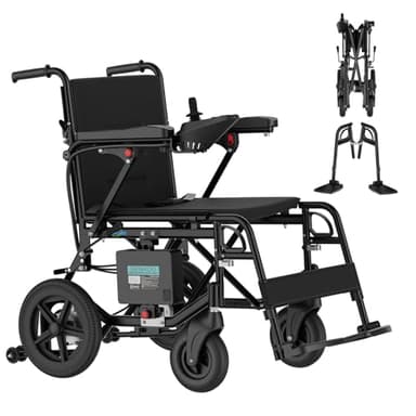 Electric Wheelchair for Adults Lightweight Foldable Electric Wheelchair for Seniors Motorized Wheelchair Power Wheelchairs for Adults (Black)