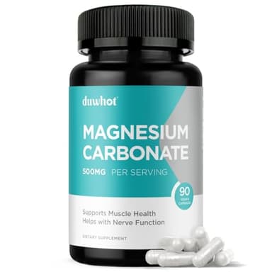 duwhot Magnesium Carbonate 500mg, High Absorption Supplement for Digestive Health, Muscle & Nerve Function, 3 Month Supply, Vegan, Non-GMO, Gluten-Free, 90 Capsules