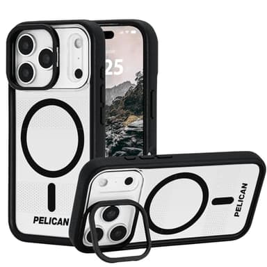 Pelican Protector iPhone 17 Pro Max Case w/Camera Stand [MagSafe Compatible] Rugged Magnetic Phone Case w/ 16ft Military-Grade Drop Protection - Heavy Duty Phone Cover for iPhone 17 Pro Max - Clear